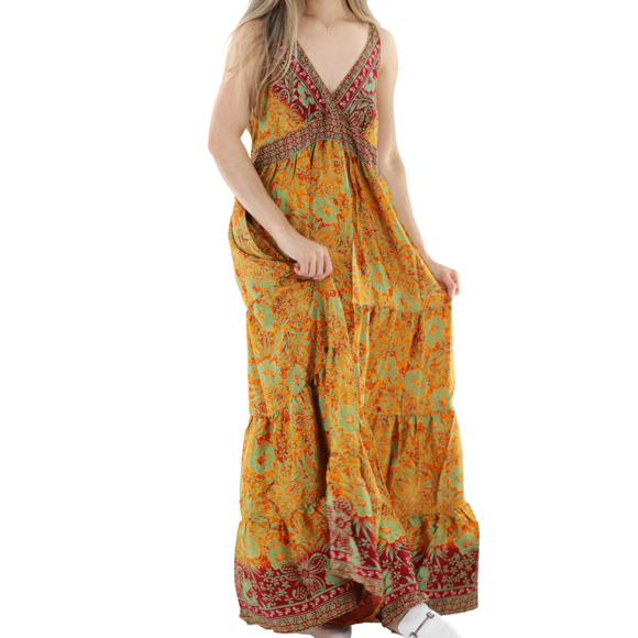 La Fiorentina Floral "Carina" Maxi Dress with V-Neckline - Picture 3 of 3